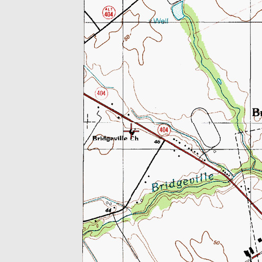 Topographic Map of Bridgeville Church of God, DE
