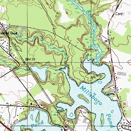 Topographic Map of Mirey Branch, DE
