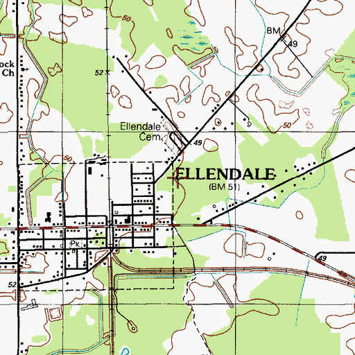 Topographic Map of Ellendale Cemetery, DE