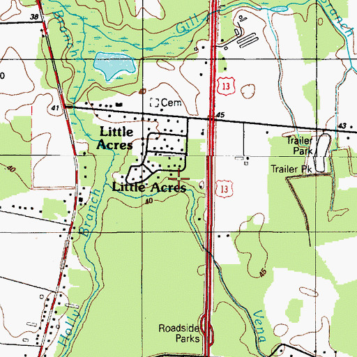 Topographic Map of Little Acres, DE