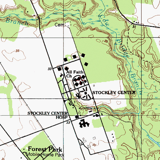 Topographic Map of Stockley Center, DE