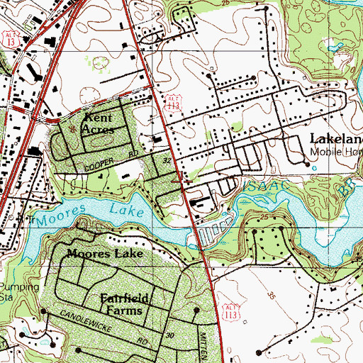 Topographic Map of Anneville, DE