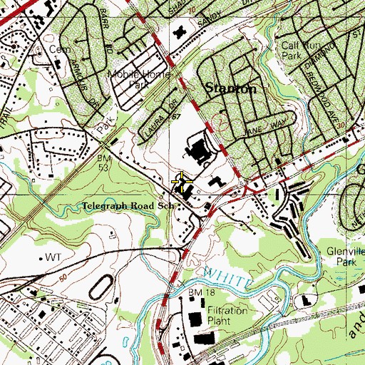 Topographic Map of Stanton Elementary School, DE