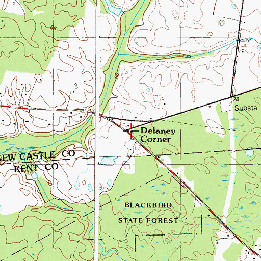 Topographic Map of Delaney Corner, DE