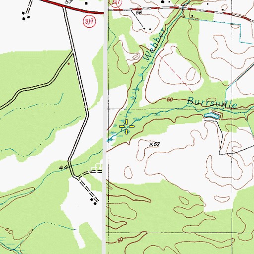 Topographic Map of Webber Branch, DE