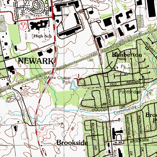 Topographic Map of White Chapel Park, DE