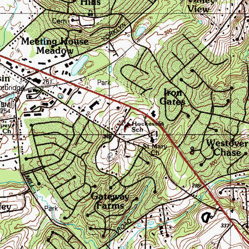 Topographic Map of Hockessin Baptist School, DE