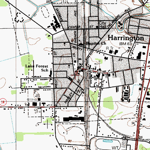 Topographic Map of Trinity United Methodist Church, DE