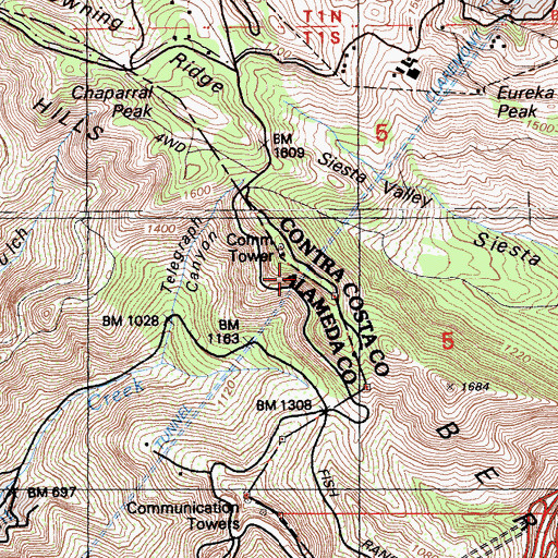 Topographic Map of Claremont Tunnel, CA