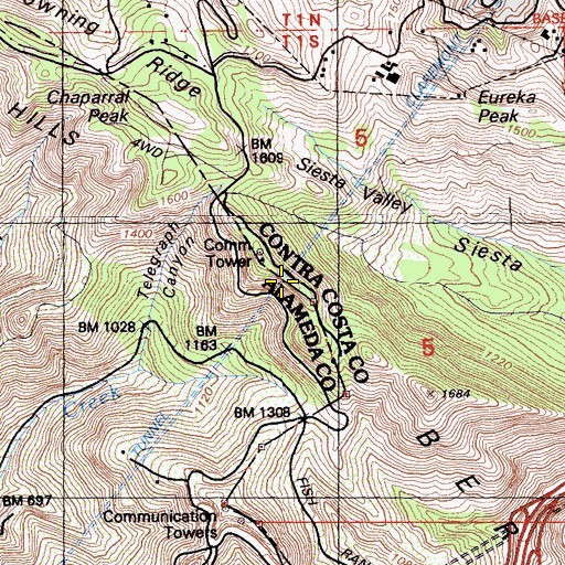 Topographic Map of Claremont Tunnel, CA