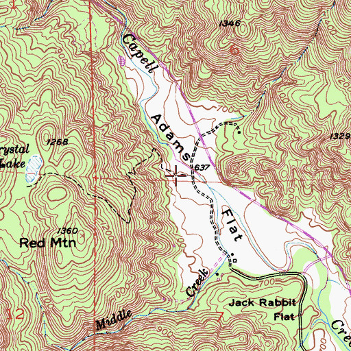 Topographic Map of Adams Flat, CA