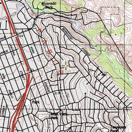 Topographic Map of Adams Middle School, CA