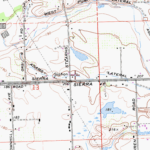 Topographic Map of Adams Lateral, CA