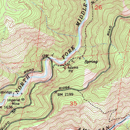 Topographic Map of Adams Pit, CA