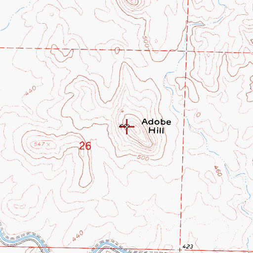 Topographic Map of Adobe Hill, CA