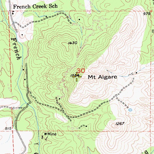 Topographic Map of Mount Aigare, CA