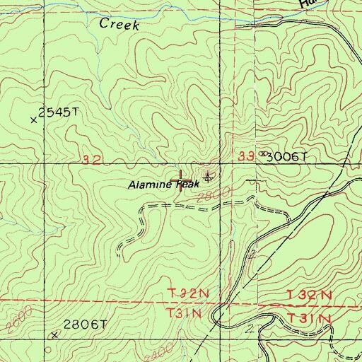 Topographic Map of Alamine Peak, CA