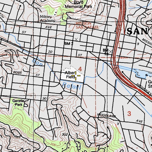 Topographic Map of Albert Field, CA