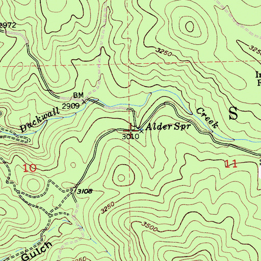 Topographic Map of Alder Spring, CA