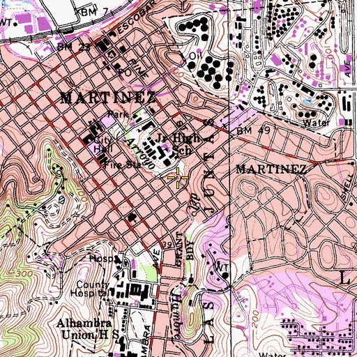 Topographic Map of Alhambra Valley, CA