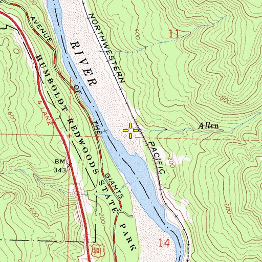 Topographic Map of Allen Creek, CA