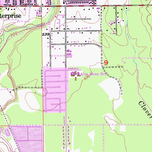 Topographic Map of Alta Mesa Elementary School, CA