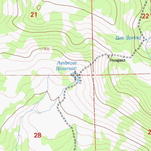 Topographic Map of Ambrose Reservoir, CA