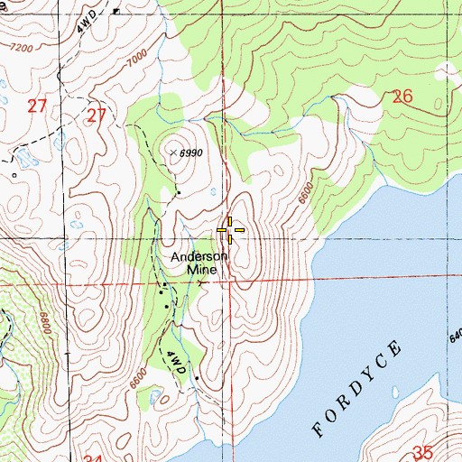 Topographic Map of Anderson Mine, CA