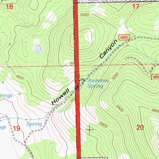 Topographic Map of Andrews Spring, CA