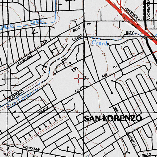 Topographic Map of Arroyo High School, CA