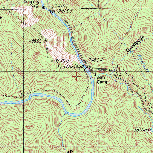 Topographic Map of Ash Camp, CA