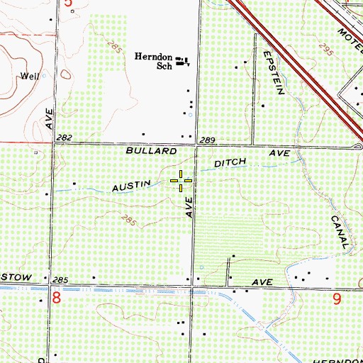 Topographic Map of Austin Ditch, CA