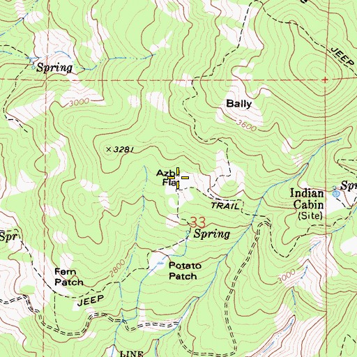 Topographic Map of Azbil Flat, CA