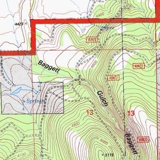 Topographic Map of Baggett Gulch, CA