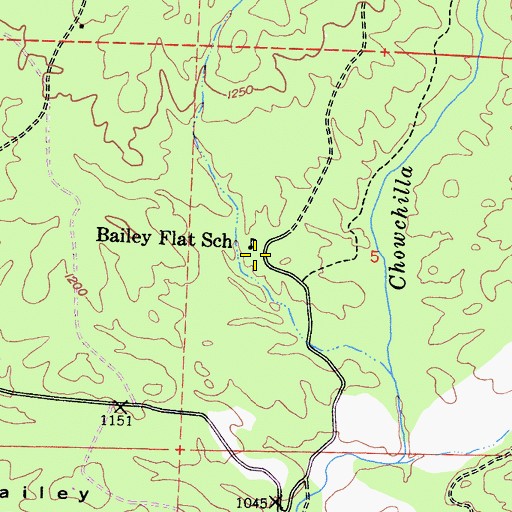 Topographic Map of Bailey Flat School, CA