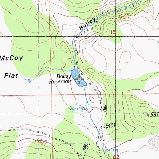 Topographic Map of Bailey Reservoir, CA