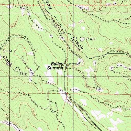 Topographic Map of Bailey Summit, CA