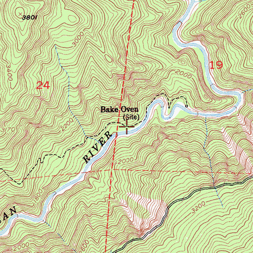 Topographic Map of Bake Oven, CA