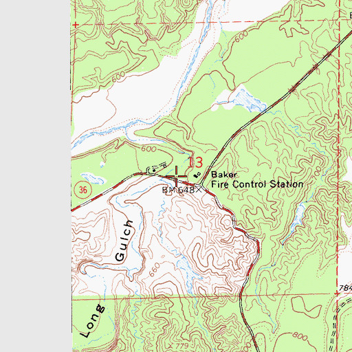Topographic Map of Baker Fire Control Station, CA