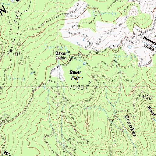 Topographic Map of Baker Flat, CA