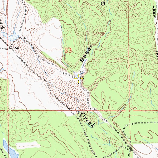 Topographic Map of Baker Gulch, CA