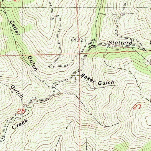 Topographic Map of Baker Gulch, CA