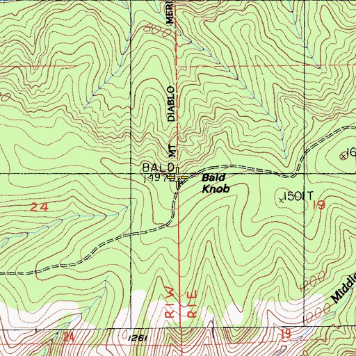 Topographic Map of Bald Knob, CA