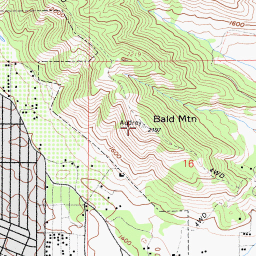 Topographic Map of Bald Mountain, CA