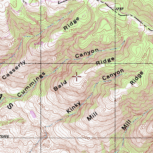 Topographic Map of Bald Ridge, CA
