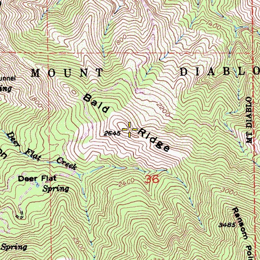 Topographic Map of Bald Ridge, CA
