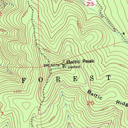 Topographic Map of Baltic Peak, CA