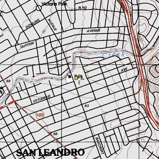 Topographic Map of Bancroft Middle School, CA