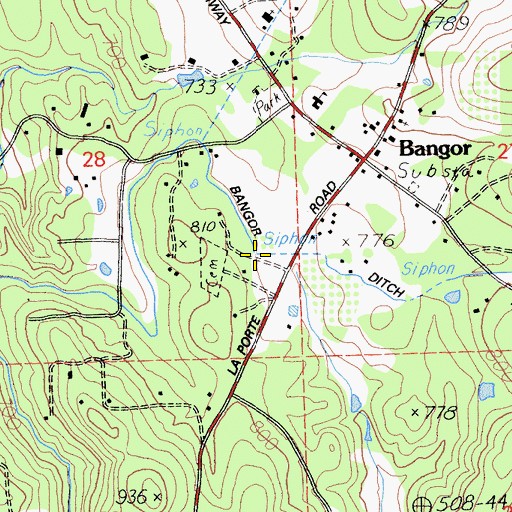 Topographic Map of Bangor Ditch, CA