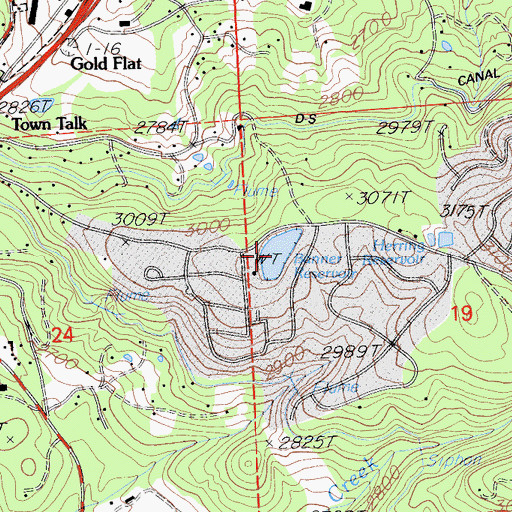 Topographic Map of Banner Reservoir, CA